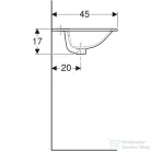 Geberit SELNOVA SQUARE 55x45 cm-es beépíthető mosdó,fehér 501.466.00.7