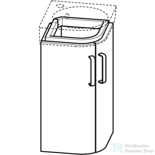 Geberit SELNOVA COMPACT 42,5x33 cm-es 2 ajtós íves alsószekrény sarokmosdóhoz,matt/fényes fehér 501.484.00.1