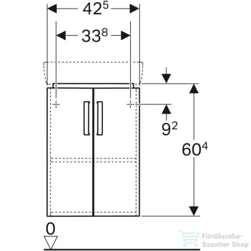 Geberit SELNOVA COMPACT 42,5x33 cm-es 2 ajtós íves alsószekrény sarokmosdóhoz,matt/fényes fehér 501.484.00.1