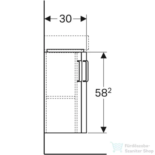Geberit SELNOVA COMPACT 42,5x33 cm-es 2 ajtós íves alsószekrény sarokmosdóhoz,matt/fényes fehér 501.484.00.1