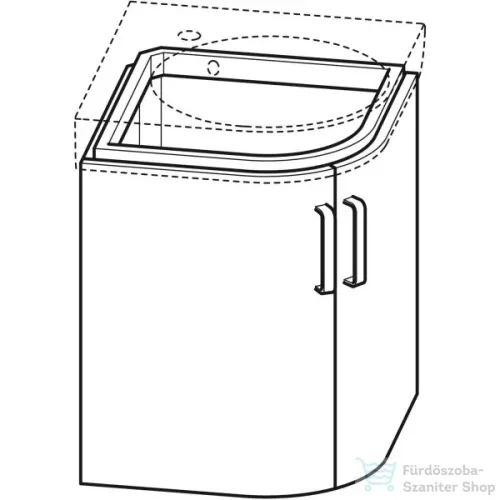 Geberit SELNOVA COMPACT 69x55 cm-es 2 ajtós íves alsószekrény sarokmosdóhoz,matt/fényes fehér 501.486.00.1