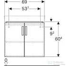 Geberit SELNOVA COMPACT 69x55 cm-es 2 ajtós íves alsószekrény sarokmosdóhoz,matt/fényes fehér 501.486.00.1