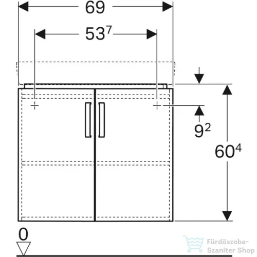 Geberit SELNOVA COMPACT 69x55 cm-es 2 ajtós íves alsószekrény sarokmosdóhoz,matt/fényes fehér 501.486.00.1
