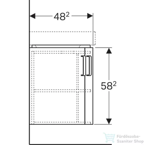 Geberit SELNOVA COMPACT 69x55 cm-es 2 ajtós íves alsószekrény sarokmosdóhoz,matt/fényes fehér 501.486.00.1
