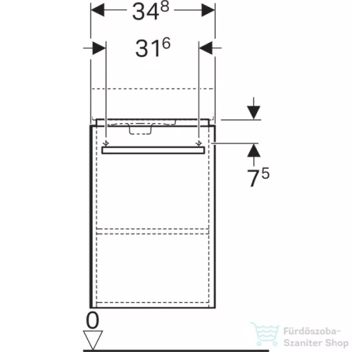 Geberit SELNOVA COMPACT 34,8x25,2x60,4 cm-es 1 ajtós alsószekrény 40 cm-es mosdóhoz,matt/fényes fehér 501.488.00.1
