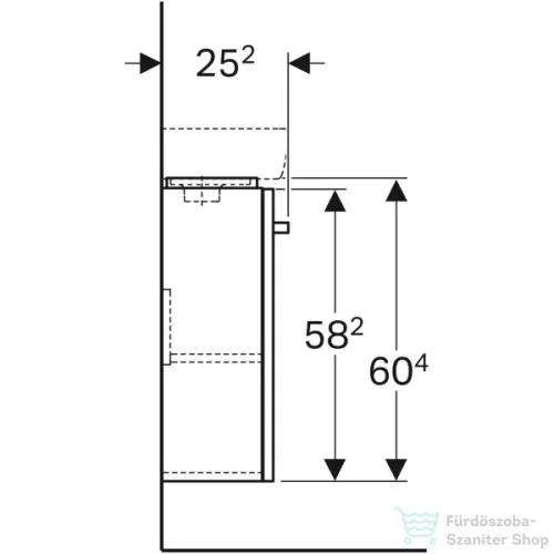 Geberit SELNOVA COMPACT 34,8x25,2x60,4 cm-es 1 ajtós alsószekrény 40 cm-es mosdóhoz,matt/fényes fehér 501.488.00.1
