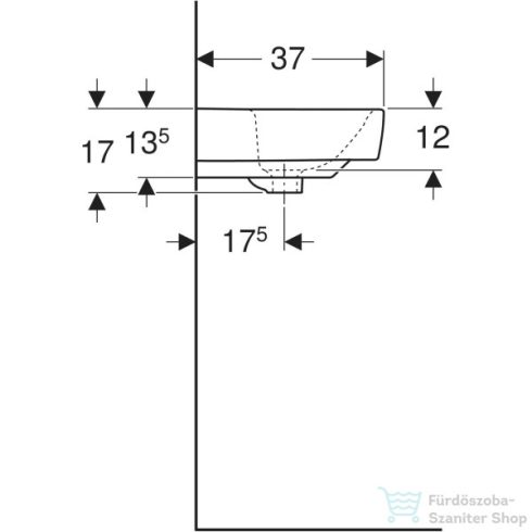 Geberit SELNOVA COMPACT 55x37 cm-es mosdó,fehér 501.509.00.7