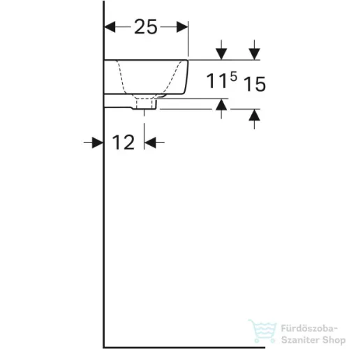Geberit SELNOVA COMPACT 50x25 cm-es mosdó jobb oldali csaplyukkal,fehér 501.513.00.7