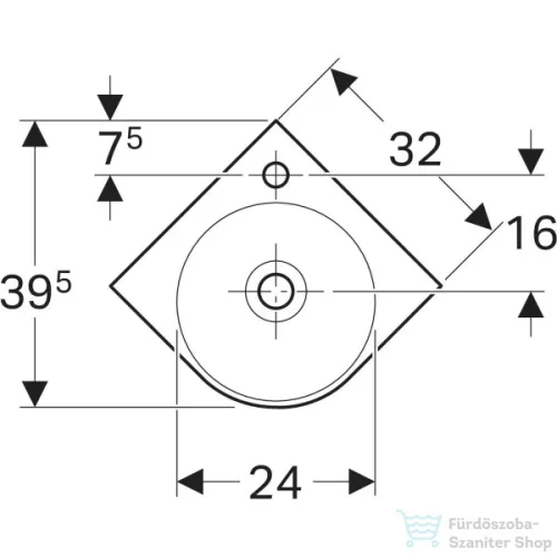 Geberit SELNOVA COMPACT 45x39,5 cm-es íves sarokmosdó,fehér 501.519.00.7