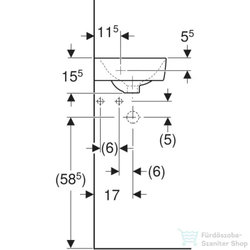 Geberit SELNOVA COMPACT 45x39,5 cm-es íves sarokmosdó,fehér 501.519.00.7