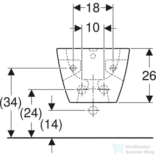 Geberit SELNOVA SQUARE fali bidé,fehér 501.547.01.1