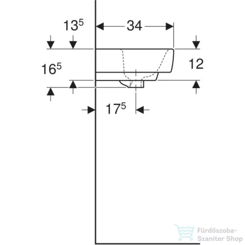 Geberit SELNOVA COMPACT 45x34 cm-es mosdó,fehér 501.561.00.7