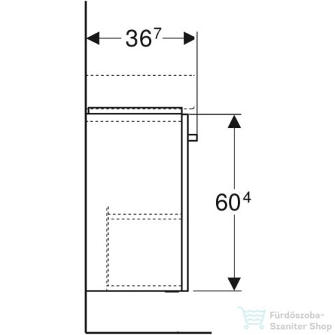 Geberit SELNOVA COMPACT 50x36,7 cm-es 1 ajtós alsószekrény szerviztérrel,matt/fényes fehér 501.614.01.1