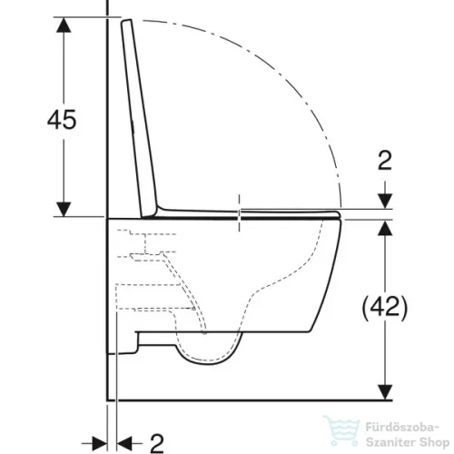 Geberit iCON mélyöblítésű perem nélküli fali wc lecsapódásgátlós ülőkével,matt fehér 501.663.JT.1