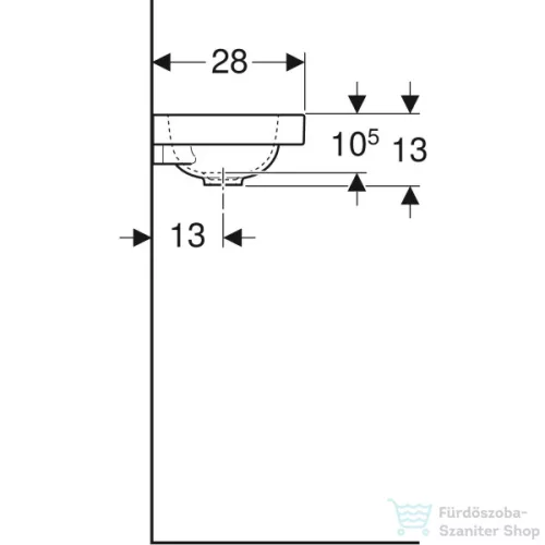 Geberit iCON LIGHT 38x28 cm-es mosdó jobb oldali csaplyukkal,fehér 501.830.00.1