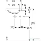 Geberit iCON LIGHT 38x28 cm-es mosdó bal oldali csaplyukkal,fehér 501.831.00.1