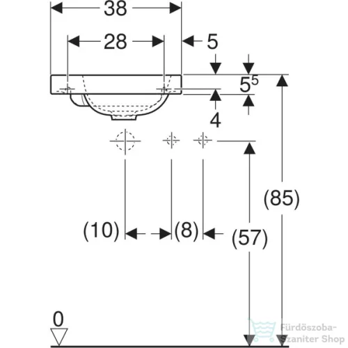 Geberit iCON LIGHT 38x28 cm-es mosdó bal oldali csaplyukkal,fehér 501.831.00.1