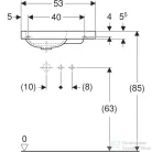 Geberit iCON LIGHT 53x31 cm-es beépíthető mosdó jobb oldali csaplyukkal,túlfolyó nélkül,fehér 501.832.00.1