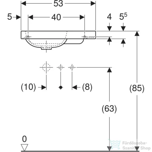 Geberit iCON LIGHT 53x31 cm-es beépíthető mosdó jobb oldali csaplyukkal,túlfolyó nélkül,fehér 501.832.00.1