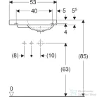 Geberit iCON LIGHT 53x31 cm-es beépíthető mosdó bal oldali csaplyukkal,túlfolyó nélkül,matt fehér 501.833.JT.1