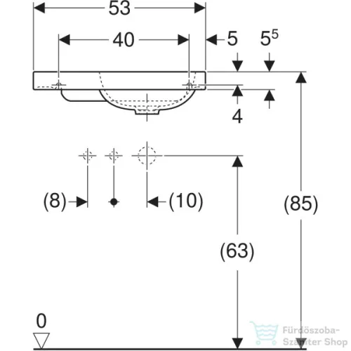 Geberit iCON LIGHT 53x31 cm-es beépíthető mosdó bal oldali csaplyukkal,túlfolyó nélkül,matt fehér 501.833.JT.1