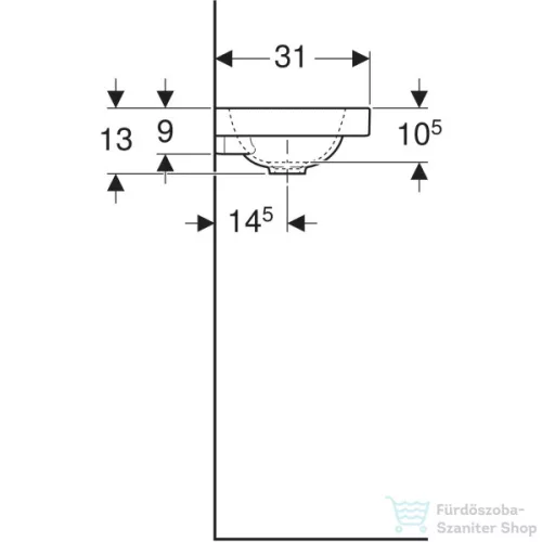 Geberit iCON LIGHT 53x31 cm-es beépíthető mosdó bal oldali csaplyukkal,túlfolyó nélkül,matt fehér 501.833.JT.1