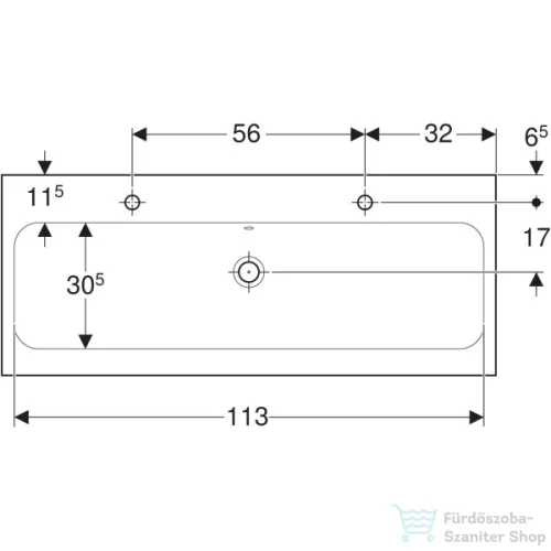 Geberit iCON LIGHT 120x48 cm-es mosdó 2 csaplyukkal,fehér 501.837.00.1
