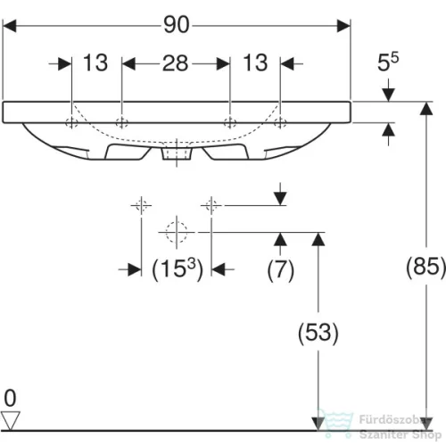 Geberit iCON LIGHT 90x48 cm-es mosdó,fehér 501.840.00.1