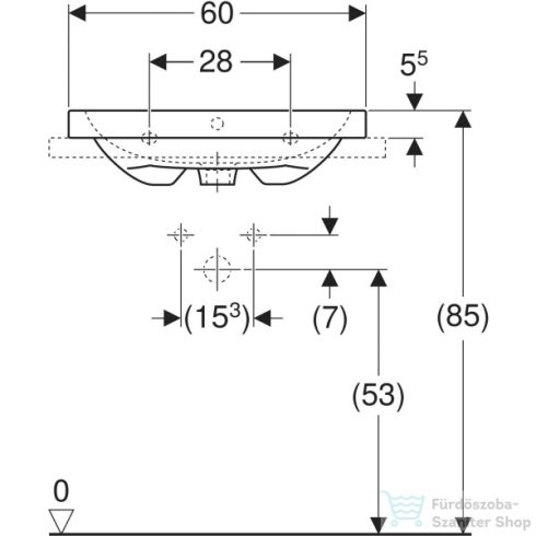 Geberit iCON LIGHT 60x48 cm-es pultra ültethető mosdó,fehér 501.847.00.1