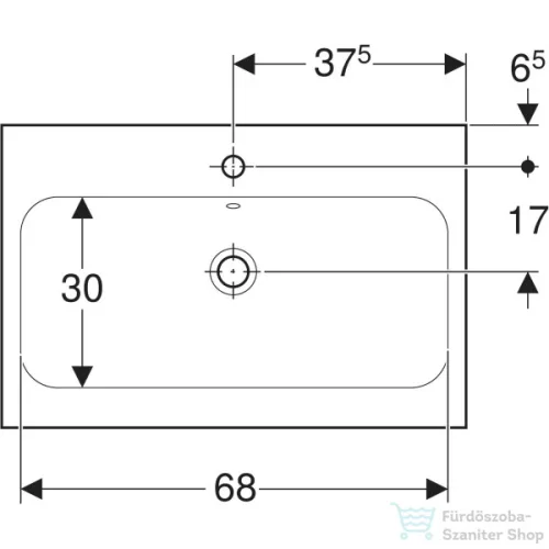 Geberit iCON LIGHT 75x48 cm-es pultra ültethető mosdó,matt fehér 501.848.JT.1