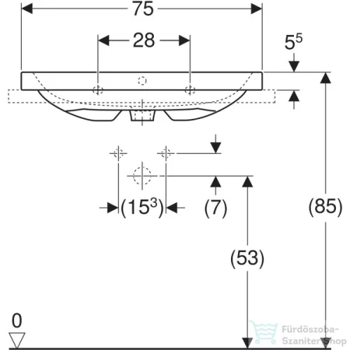Geberit iCON LIGHT 75x48 cm-es pultra ültethető mosdó,matt fehér 501.848.JT.1