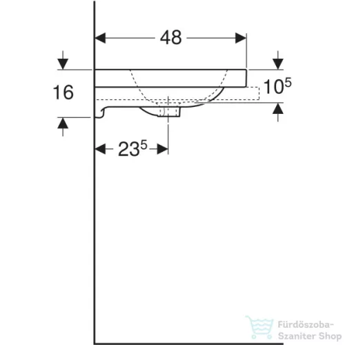 Geberit iCON LIGHT 75x48 cm-es pultra ültethető mosdó,matt fehér 501.848.JT.1