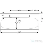 Geberit ACANTO 120x48 cm-es mosdó 2 csaplyukkal,túlfolyó nélkül,fehér 501.880.00.5