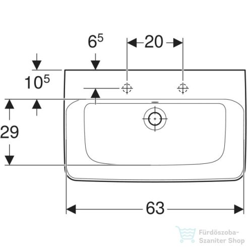 Geberit SELNOVA COMPACT 65x40 cm-es mosdó csaplyuk nélkül,fehér 501.892.00.7