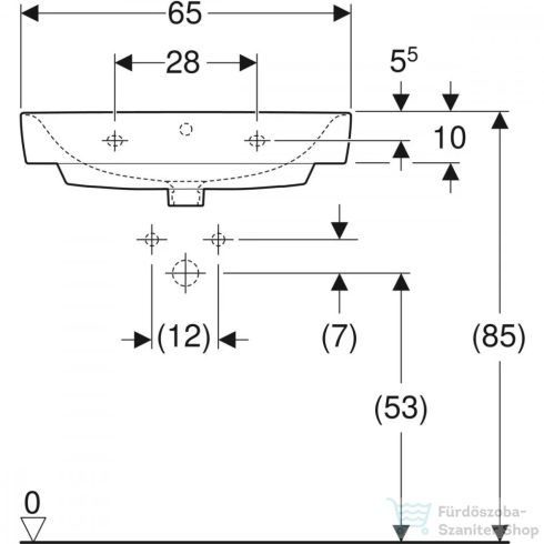 Geberit SELNOVA COMPACT 65x40 cm-es mosdó csaplyuk nélkül,fehér 501.892.00.7