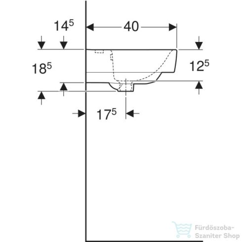 Geberit SELNOVA COMPACT 65x40 cm-es mosdó csaplyuk nélkül,fehér 501.892.00.7