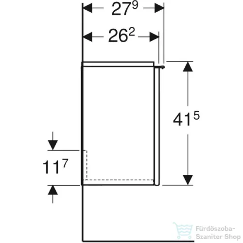 Geberit iCON 37x27,9x41,5 cm-es 1 ajtós alsószekrény krómozott fogantyúval,jobbos,tölgy 502.300.JH.1
