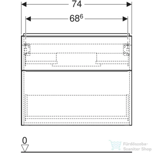 Geberit iCON 74x47,6x61,5 cm-es 2 fiókos alsószekrény,fényes homokszürke 502.304.JL.1