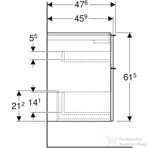 Geberit iCON 74x47,6x61,5 cm-es 2 fiókos alsószekrény,fényes homokszürke 502.304.JL.1