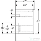 Geberit iCON 118,4x47,6x61,5 cm-es 4 fiókos alsószekrény dupla mosdóhoz,krómozott fogantyúval,fényes fehér 502.309.01.2