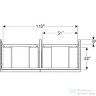 Geberit iCON 118,4x47,6x61,5 cm-es 4 fiókos alsószekrény dupla mosdóhoz,matt fehér 502.309.01.3