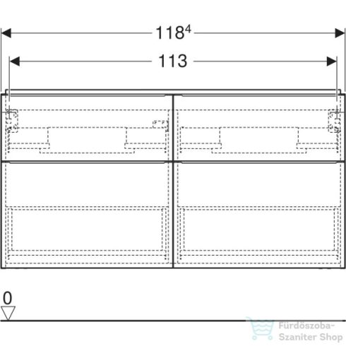 Geberit iCON 118,4x47,6x61,5 cm-es 4 fiókos alsószekrény dupla mosdóhoz,matt fehér 502.309.01.3
