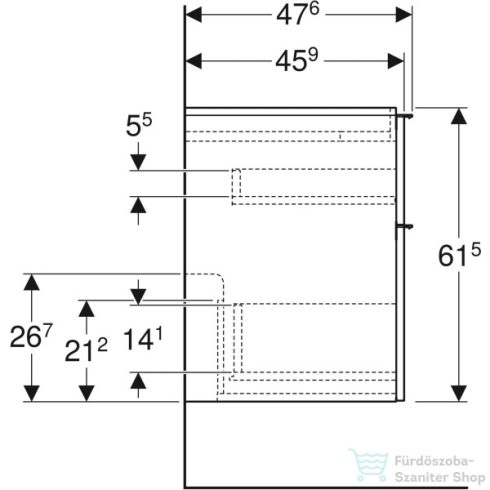 Geberit iCON 118,4x47,6x61,5 cm-es 4 fiókos alsószekrény dupla mosdóhoz,matt fehér 502.309.01.3