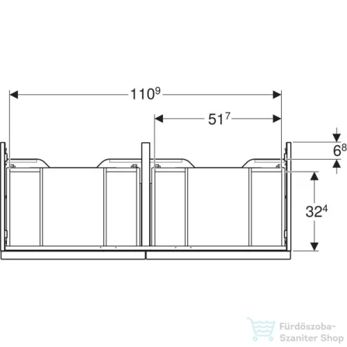 Geberit iCON 118,4x47,6x24,7 cm-es 2 fiókos alsószekrény dupla mosdóhoz,tölgy 502.314.JH.1
