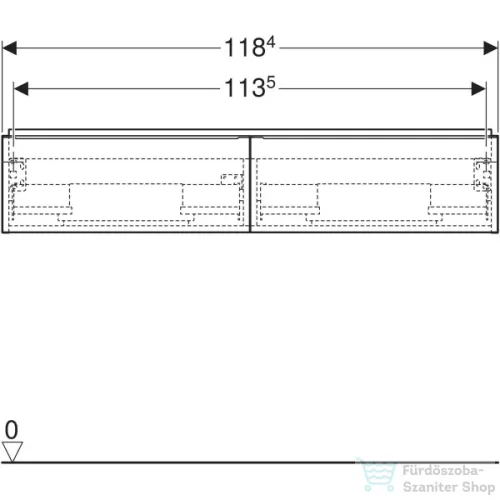 Geberit iCON 118,4x47,6x24,7 cm-es 2 fiókos alsószekrény dupla mosdóhoz,tölgy 502.314.JH.1