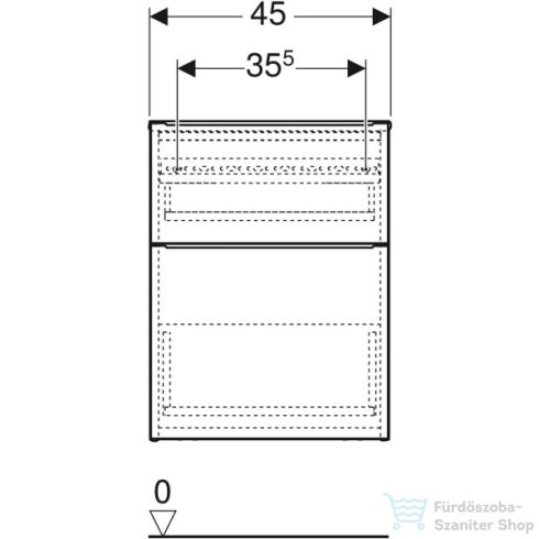 Geberit ICON 45x47,6x60 cm-es 2 fiókos oldalsó szekrény krómozott fogantyúval,fényes fehér 502.315.01.2