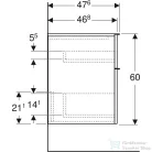 Geberit ICON 45x47,6x60 cm-es 2 fiókos oldalsó szekrény krómozott fogantyúval,fényes fehér 502.315.01.2