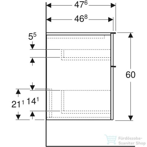 Geberit ICON 45x47,6x60 cm-es 2 fiókos oldalsó szekrény krómozott fogantyúval,fényes fehér 502.315.01.2