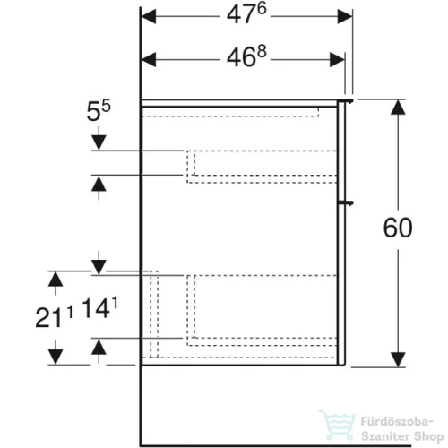 Geberit ICON 45x47,6x60 cm-es 2 fiókos oldalsó szekrény,tölgy 502.315.JH.1