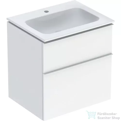 Geberit iCON 60 cm-es mosdó és alsószekrény kombináció 2 fiókkal,matt fehér fogantyúval,fényes fehér 502.335.01.1